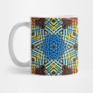 Weave Mandala Blue Yellow and Red Mug